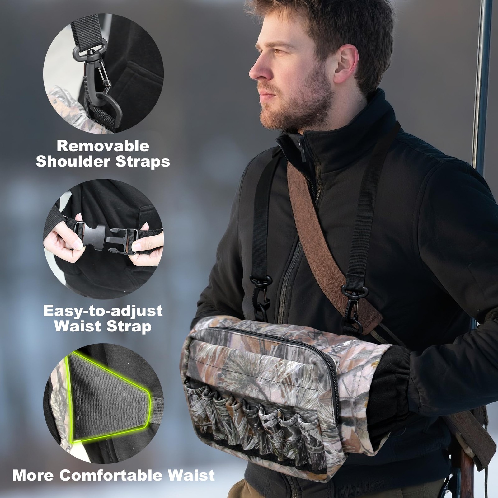 MYDAYS OUTDOOR Camo Waist Pack Bag with Handwarmer,Hunting Fanny Pack with Ad...