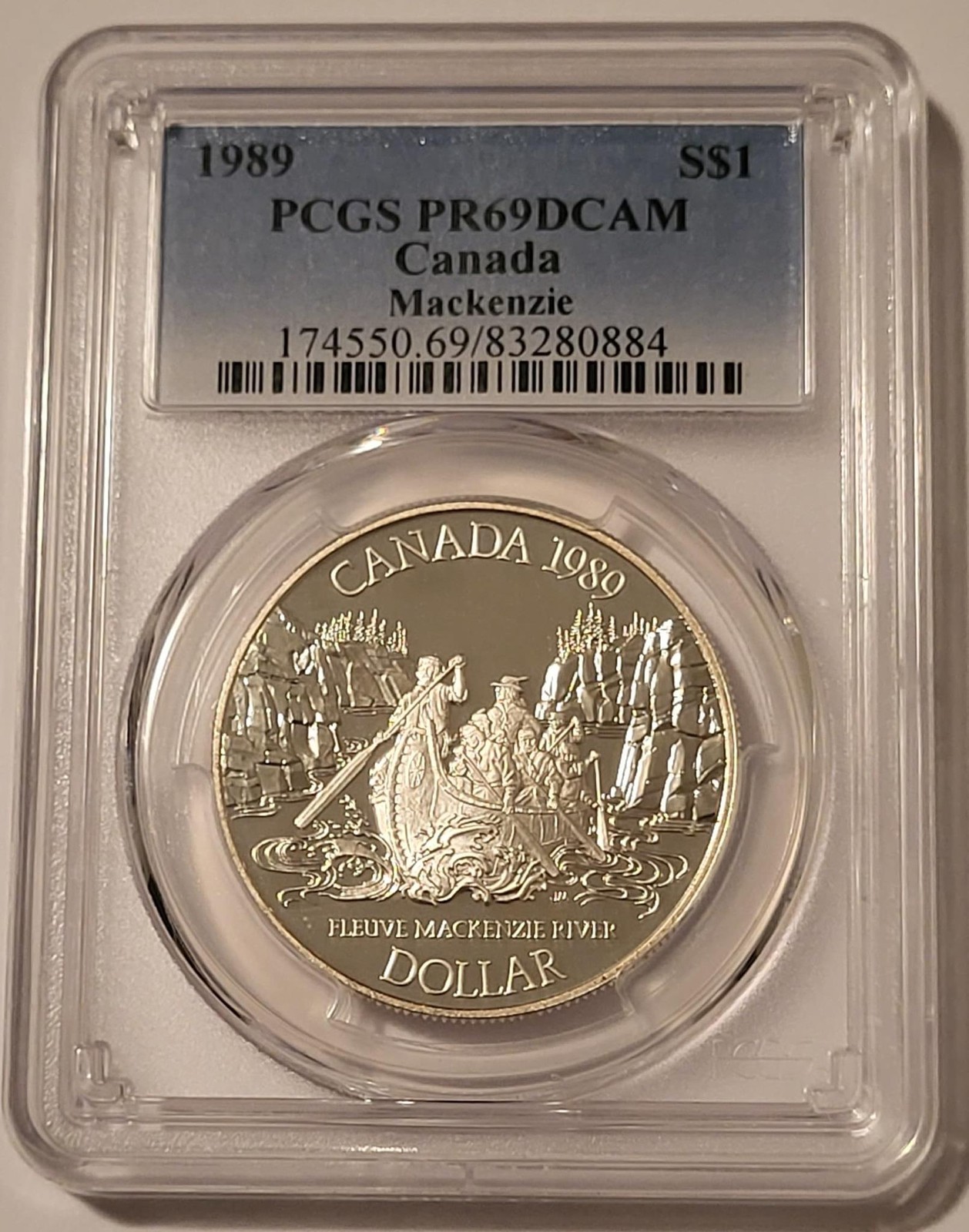 Canada Elizabeth II 1989 Silver Dollar Mackenzie River Proof PR69 DCAM PCGS