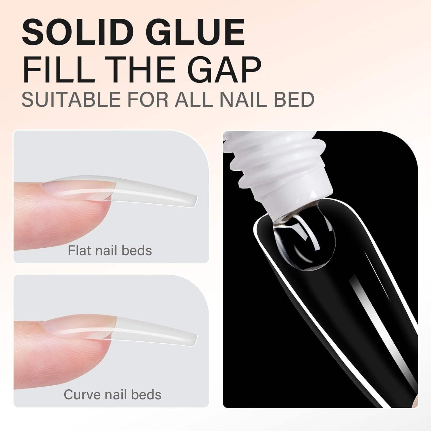 Solid Gel Nail Glue for Nail Tips Strong Nail Glue for Press Ons Professional Fa