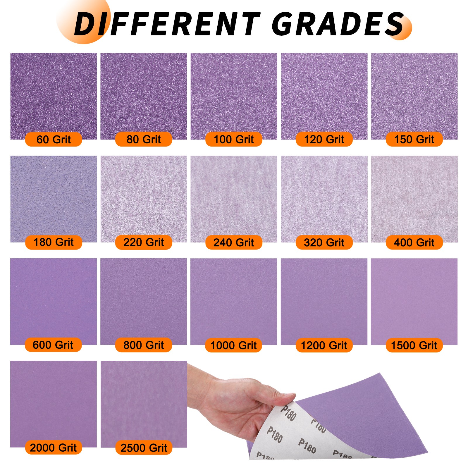 12 Pcs 2500 Grit Dry Sandpapers, 9 x 11 Inch Latex Sand Papers, Purple