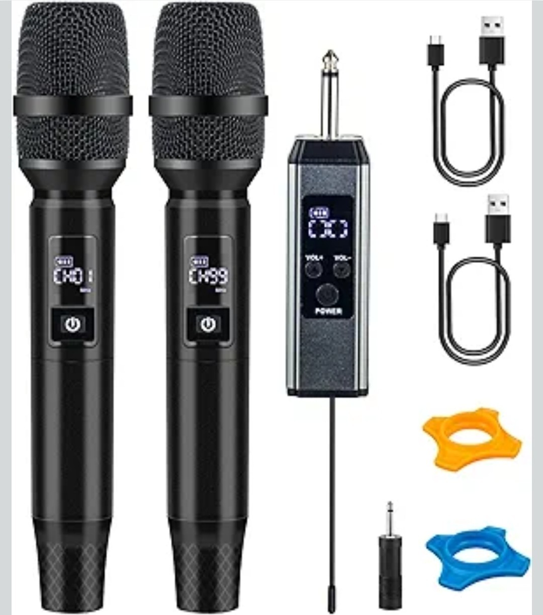 Sistema de micrófono inalámbrico digital dual con 2 micrófonos dinámicos de mano