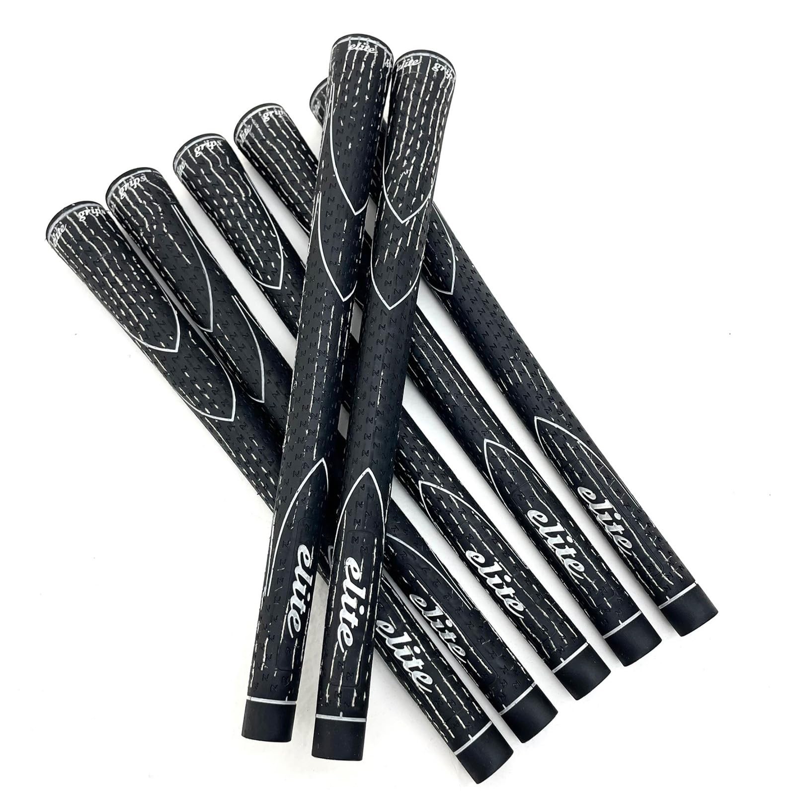 N360 Rubber Cord M60 Golf Grips, 7 Pieces, Black, No Backline