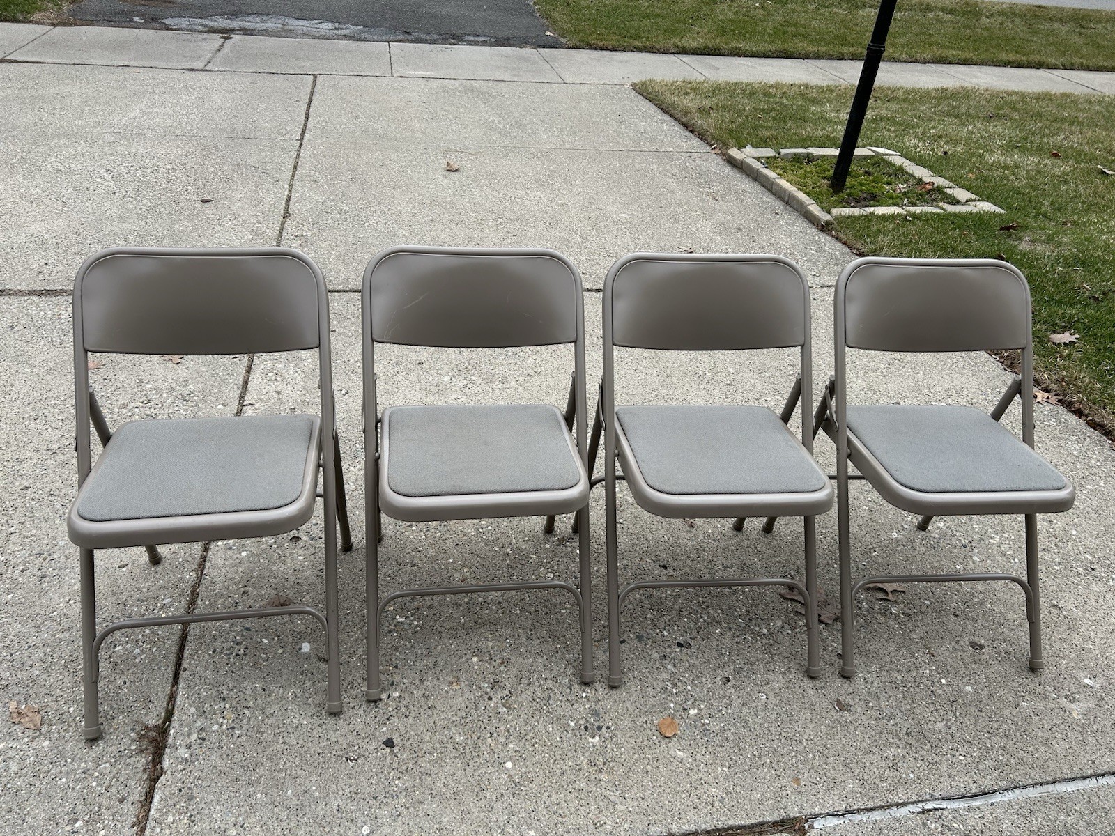 4 Samsonite Vtg Metal Folding Chairs Model 2800 Sage
