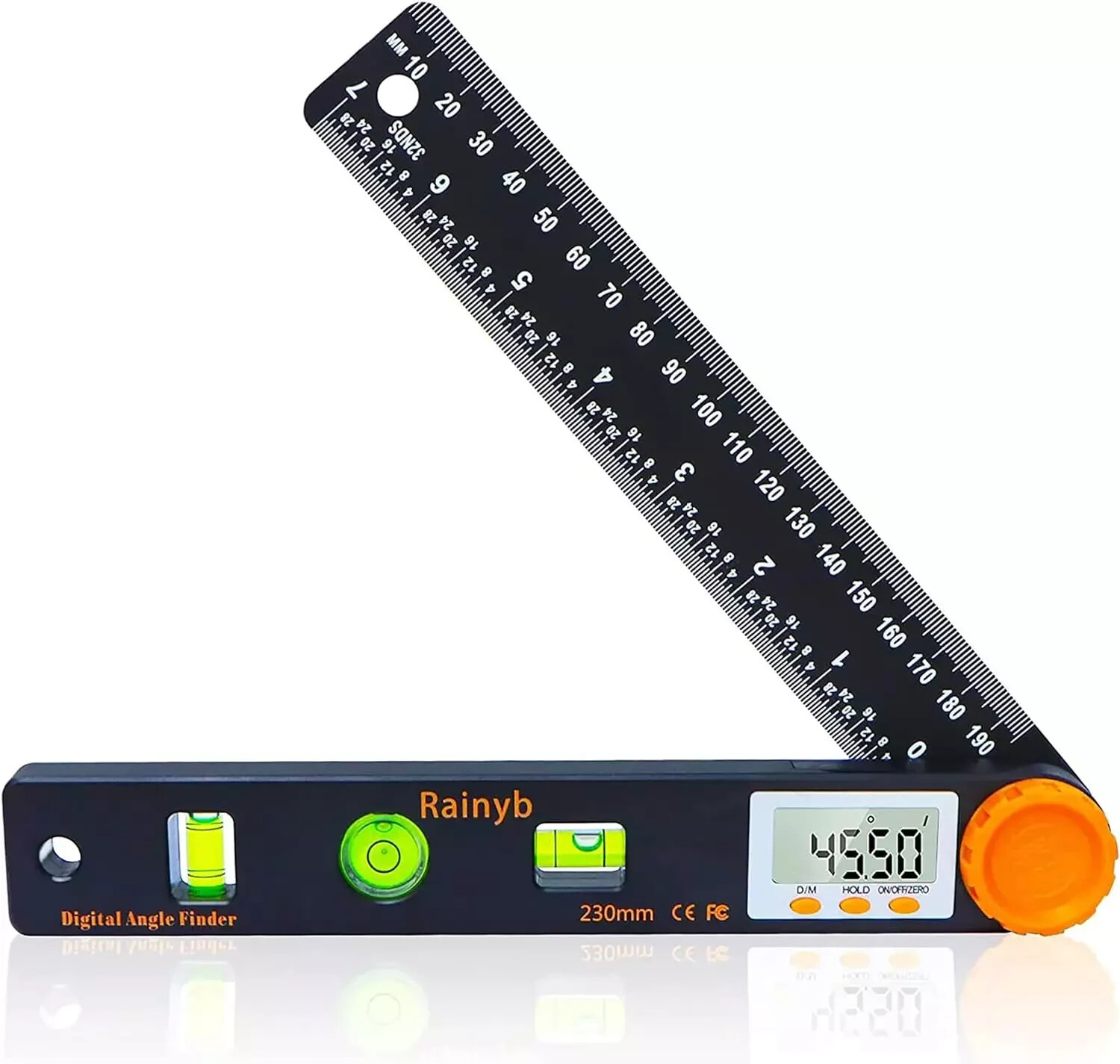 Digital Angle Finder Tool 7Inch 0-360 Degree LED Digital Protractor with Horizon