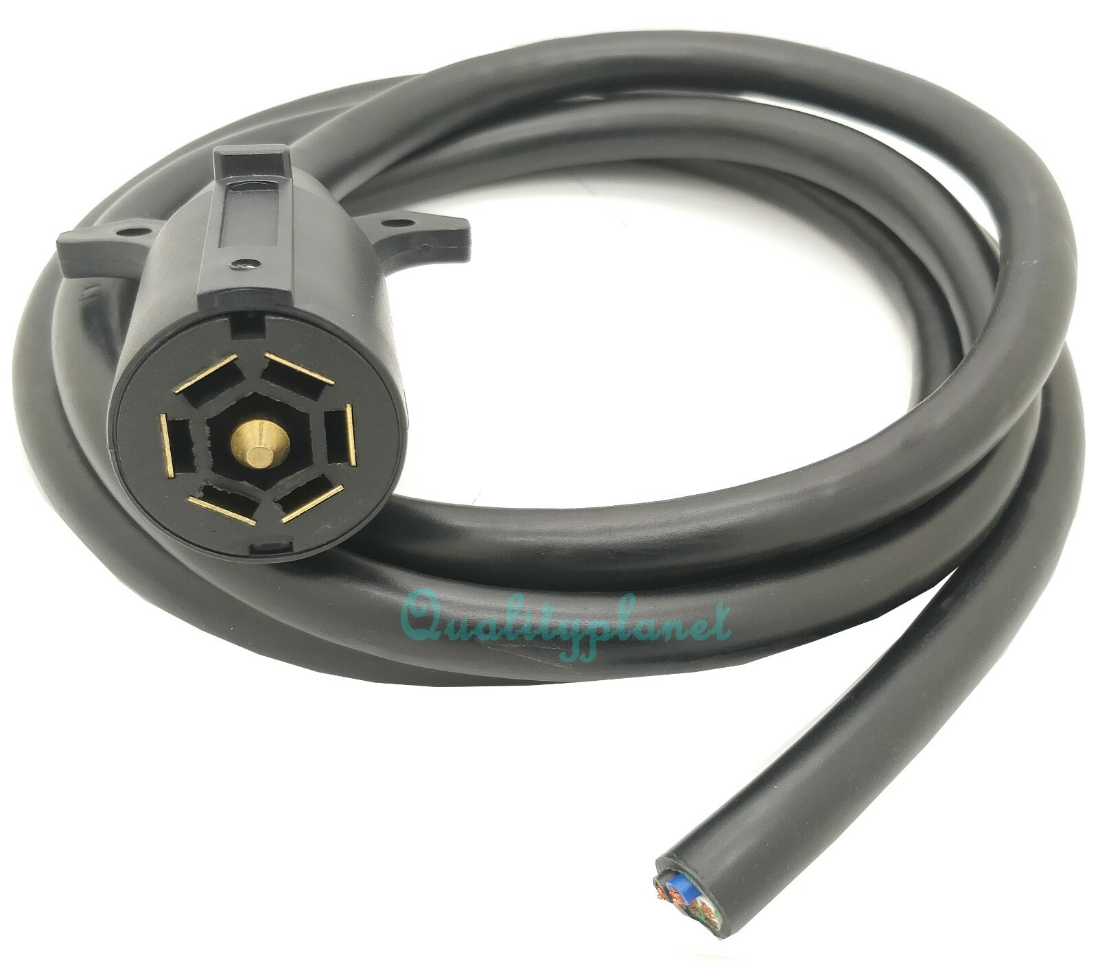 7FT Trailer Cable Cord w/7 Way Wire Harness Light Plug Molded RV Cable Connector