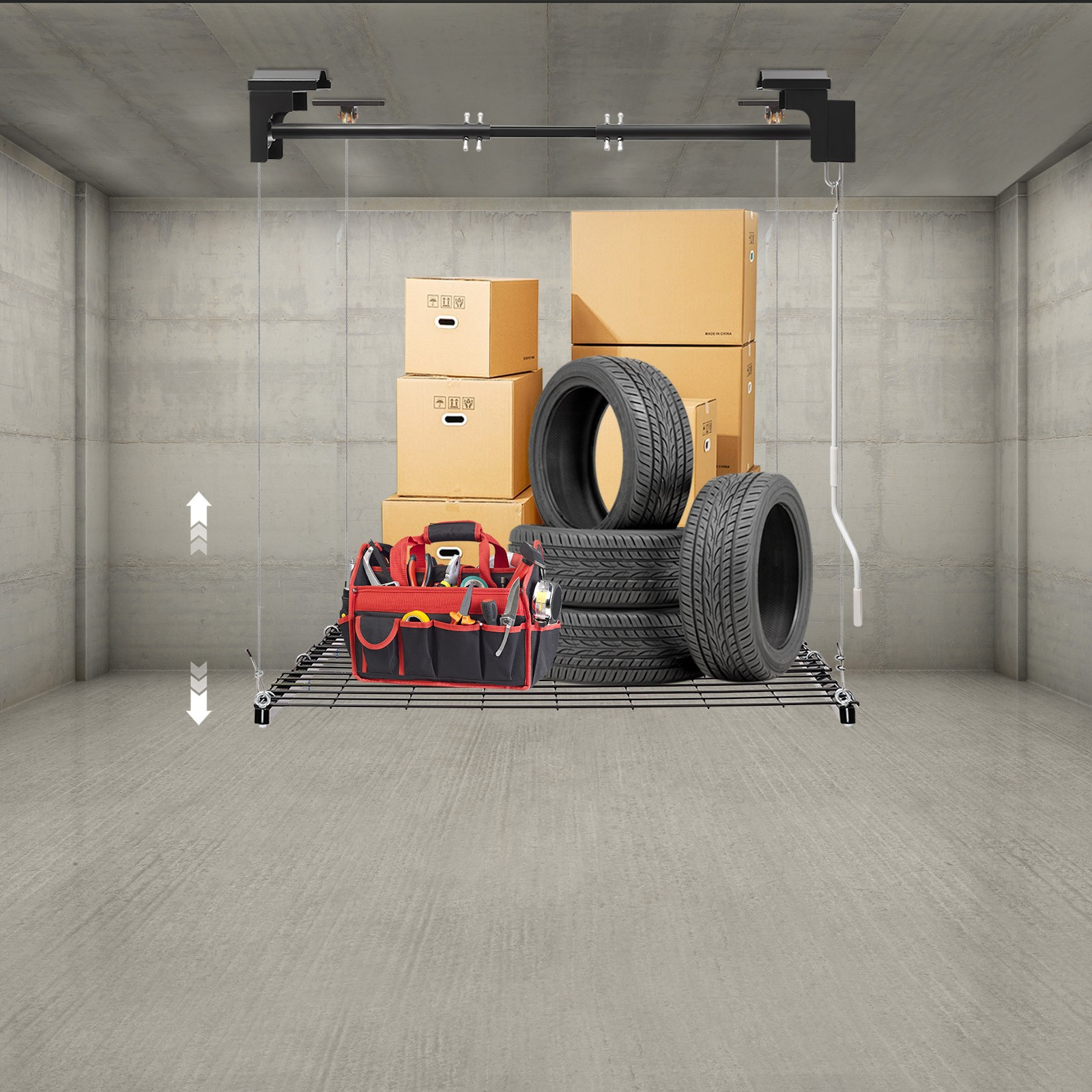 250lbs Overhead Garage Lifting Storage Rack Ceiling Mount Hanging Organizer Unit