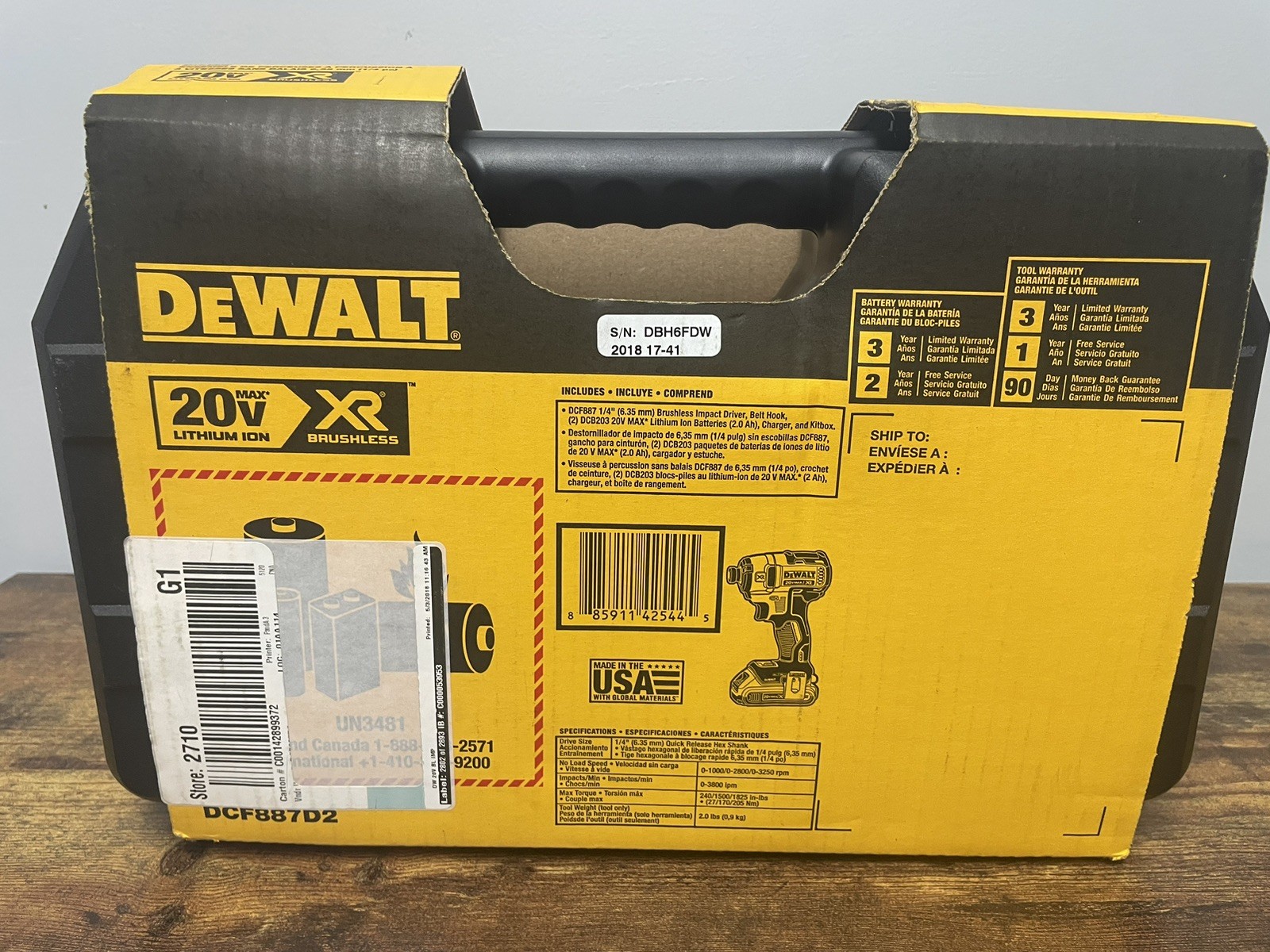 DEWALT DCF887D2 20V Cordless Brushless Impact Driver kit NEW