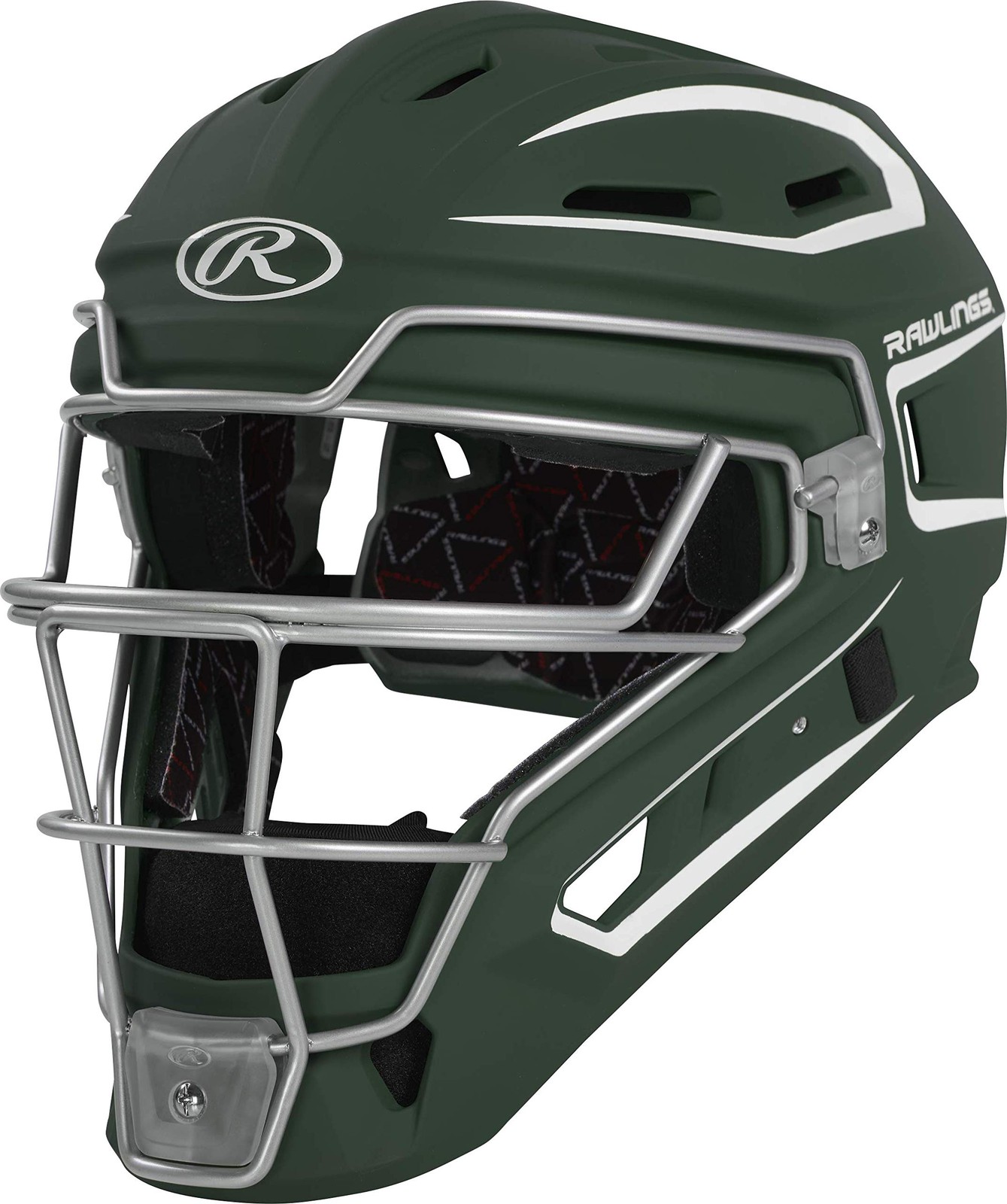Rawlings VELO 2.0 Catcher's Helmet Baseball Senior 7 1/8 7 1/2 Dark Green White
