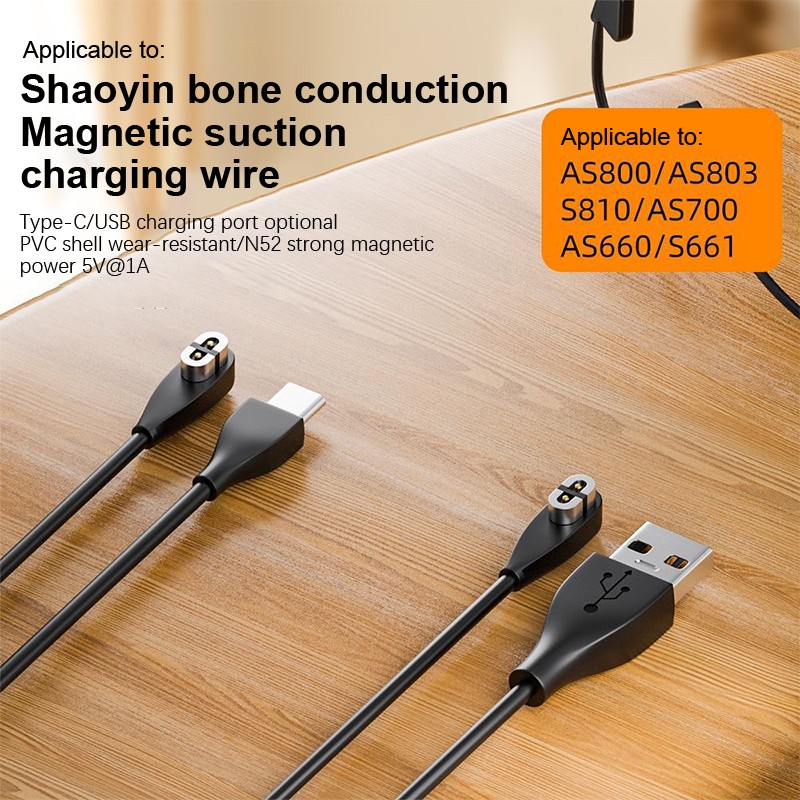 Earphone USB/Type-C Fast Charging Cable For Shokz AS800/S803/S810/OpenRun