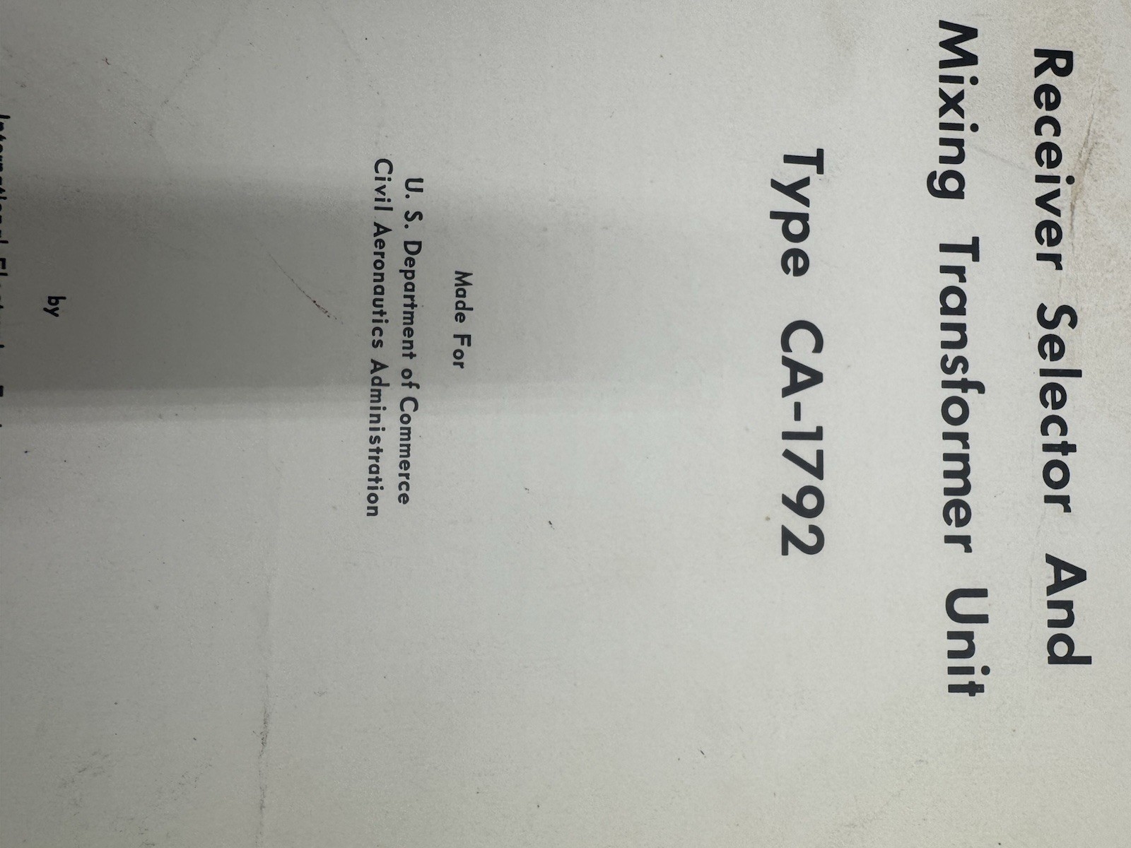 RECEIVER SELECTOR MIXING PANEL 4 CHANNEL TYPE CA-1792 INSTRUCTION BOOK