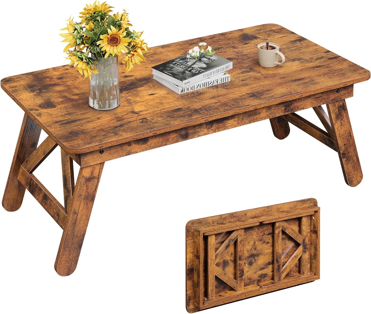 Folding Coffee Table, Portable Small Coffee Table with No Assembly