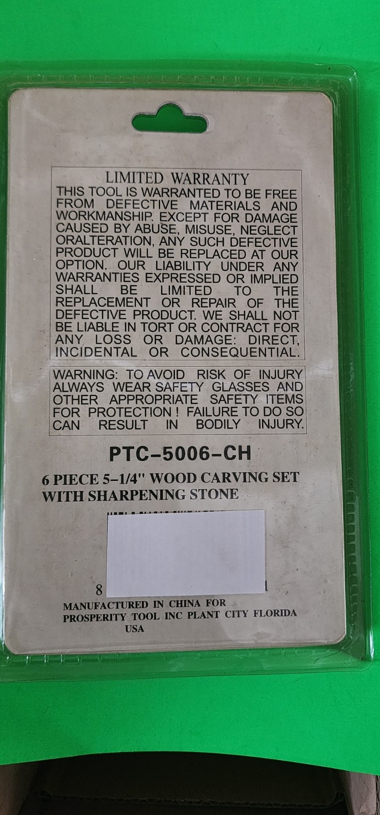 6pc Wood Carving Set w/ Sharpening Stone
