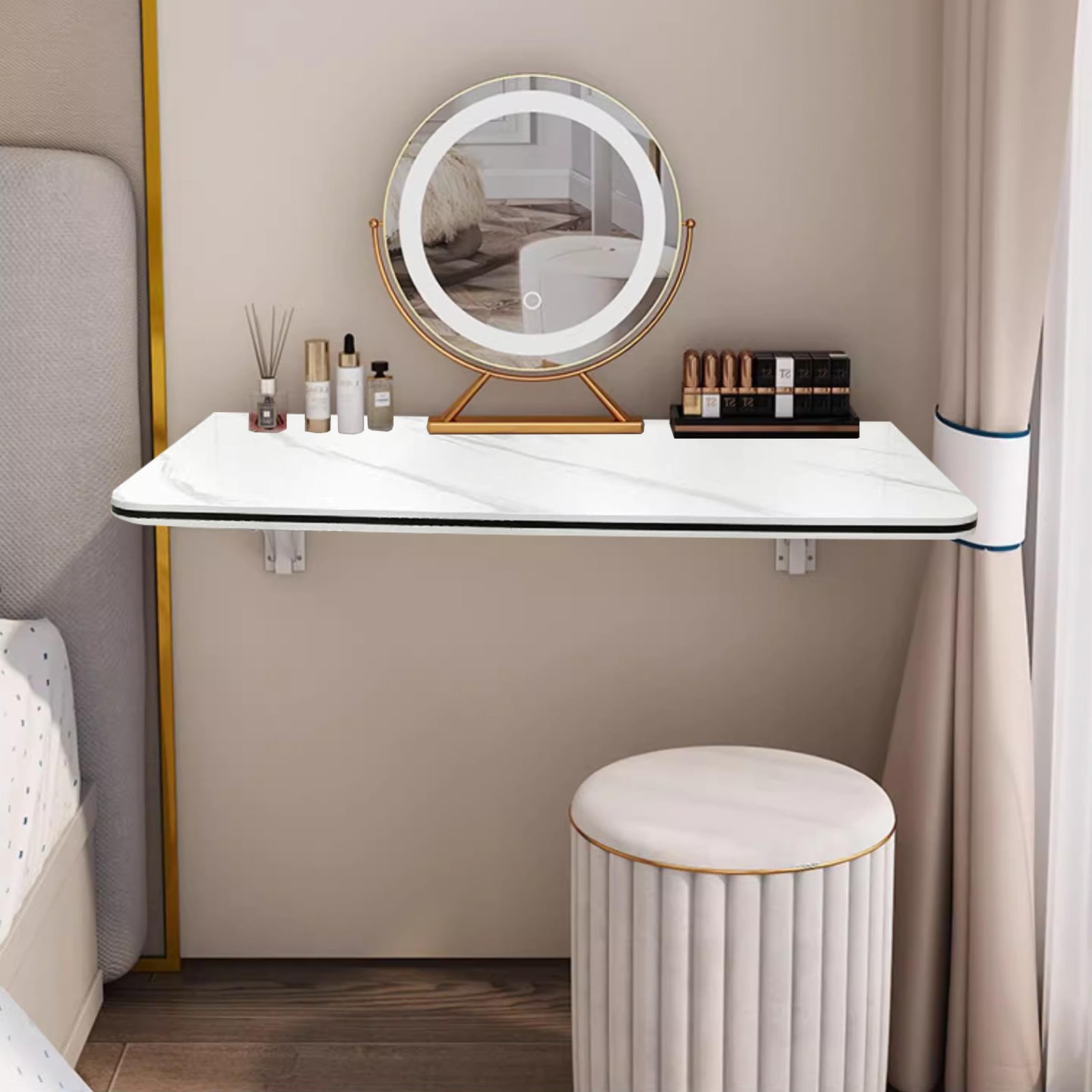 Wall Mounted Table Fold Down, Floating Desk for Wall Small Spaces, Folding Wa...