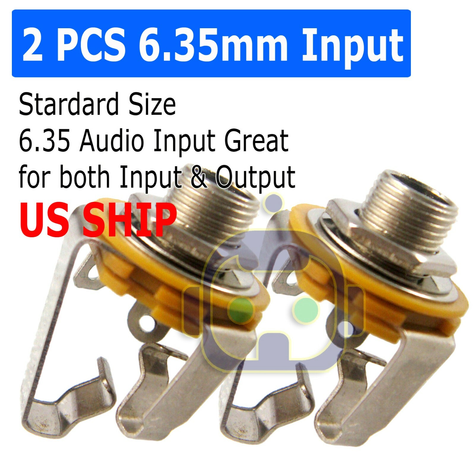 2pcs 1/4" 6.35mm Silver Stereo Input Jack Sockets Electric Guitar Bass AudODFS
