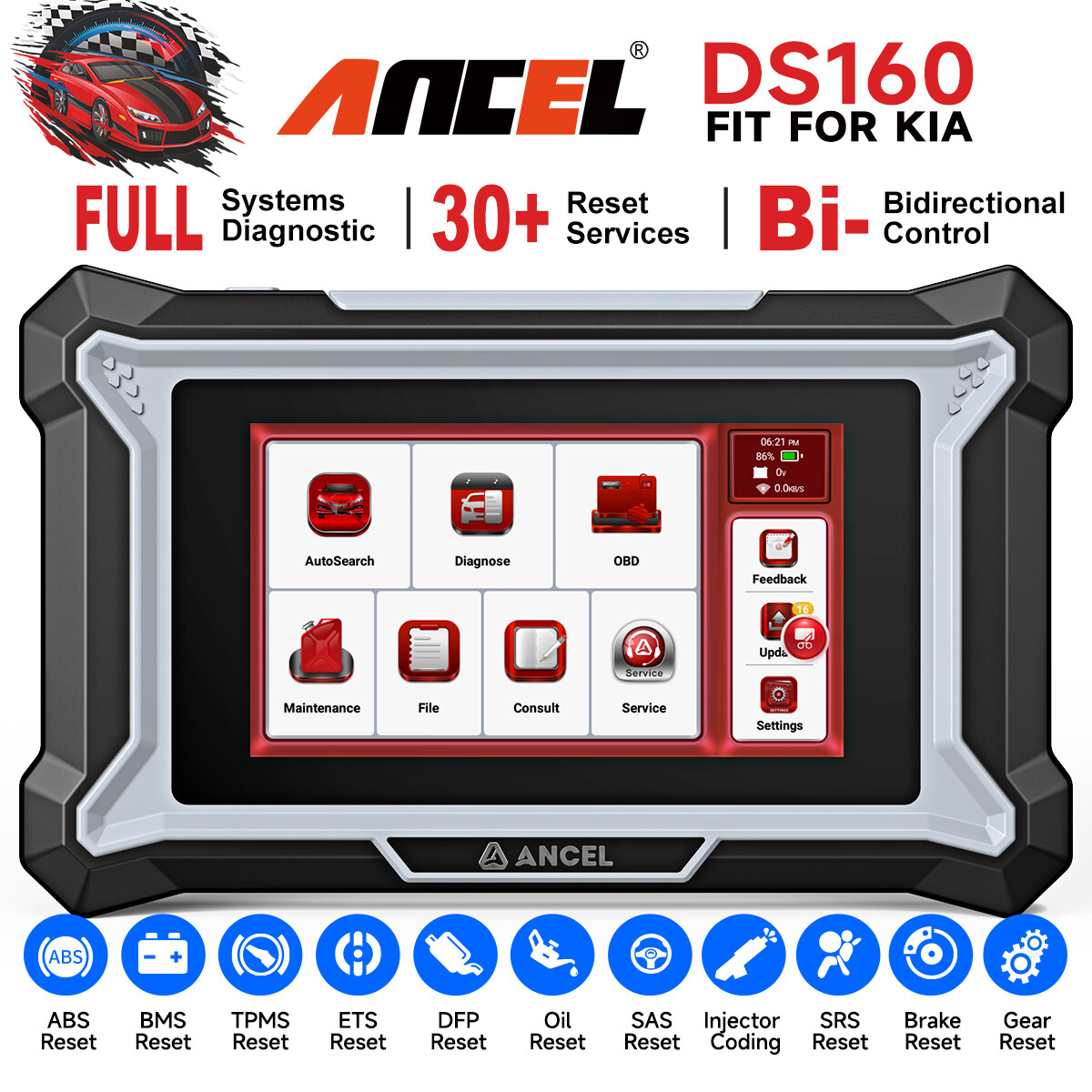 ANCEL DS160 All System Active Test OBD2 Scanner Car Diagnostic Tool Fit For KIA