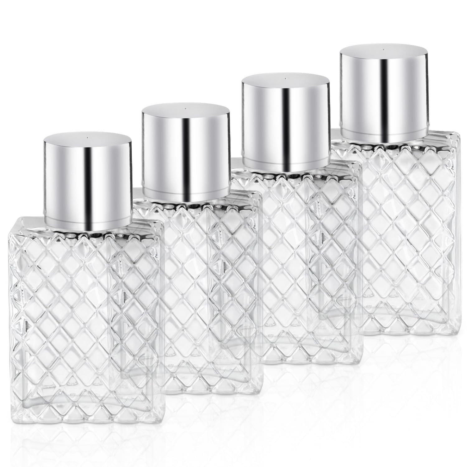 BOSMIOW 4 Pieces 50ml/1.7oz Clear Glass Perfume Bottles,Refillable Fine Mist ...