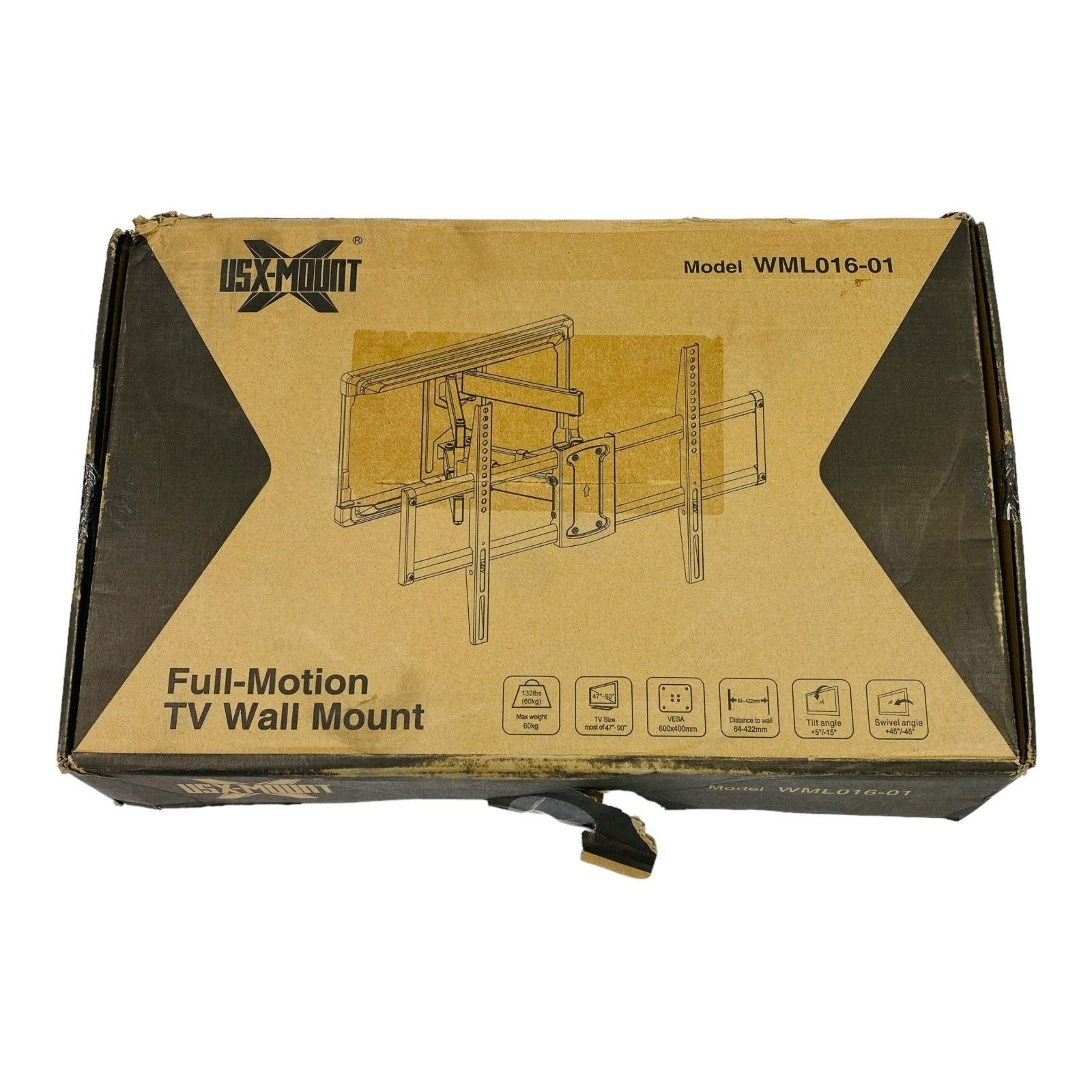 USX Mount Full-Motion TV Wall Mount WML016-01 47"-90" VESA 600x400 Black