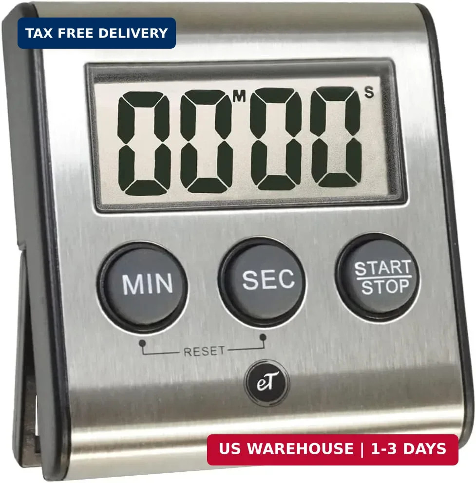 Elegant Digital Kitchen Timer Stainless Steel - Loud Alarm - Model eT-23