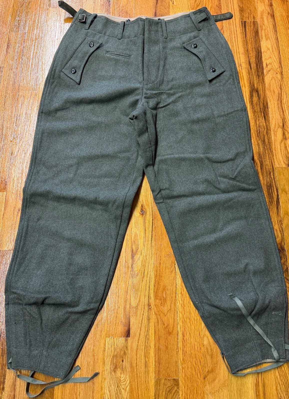 WWII GERMAN WAFFEN PANZER TANKER FIELD GREY WOOL TROUSERS- XLARGE