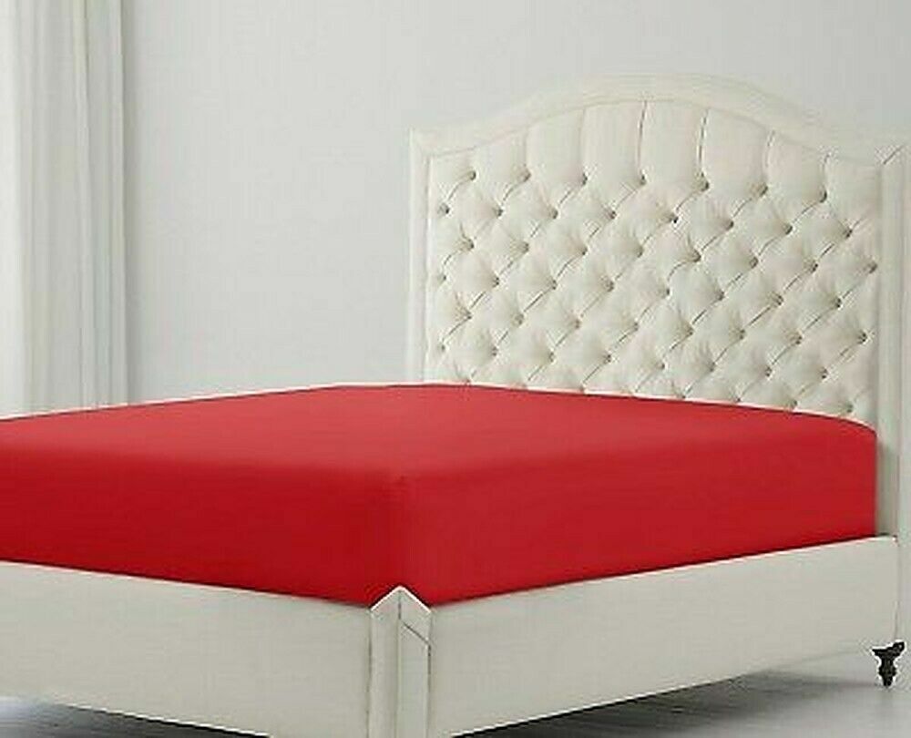 Export~Quality Sheet Set Extra Deep Pkt All Size & Red Solid 1000TC 100%Cotton