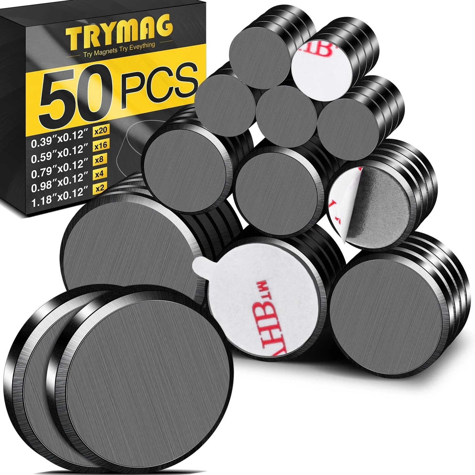 Small Magnets for Crafts with Adhesive Backing, 5 Different Size, 50Pcs Stron...