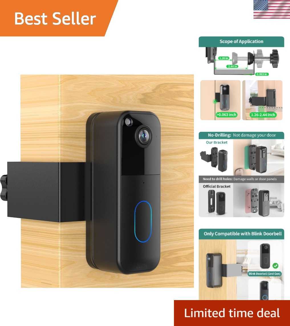 No-Drill Anti-Theft Blink Doorbell Mount for Inward Doors - Renter-Friendly