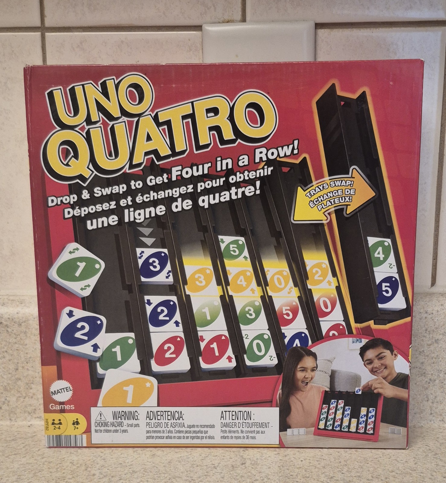 UNO Quatro Family Board Game By Mattel Family Game Night 7+ NIB