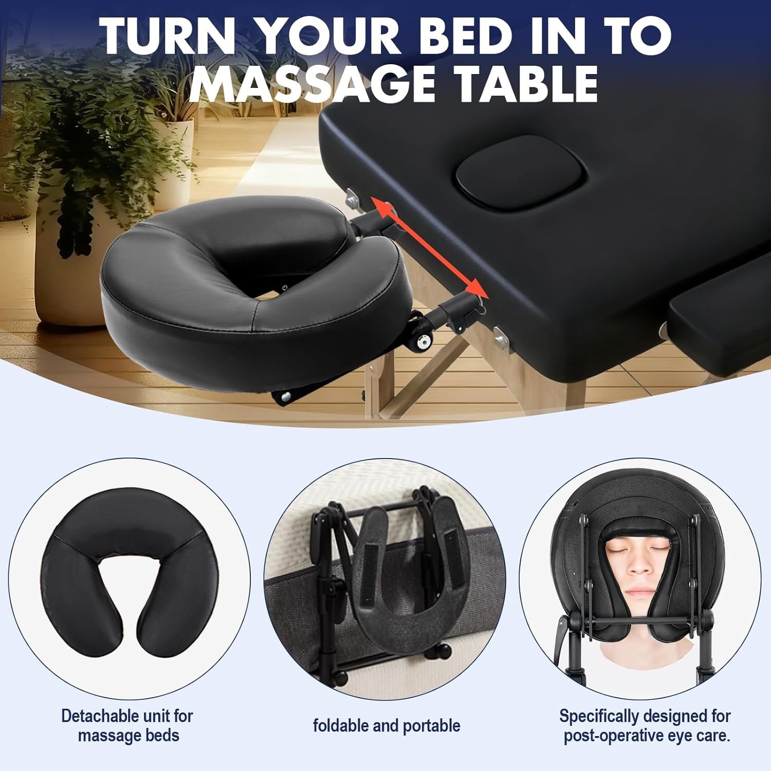 Adjustable Massage Headrest for Bed - Lightweight Face Cushion for Therapy