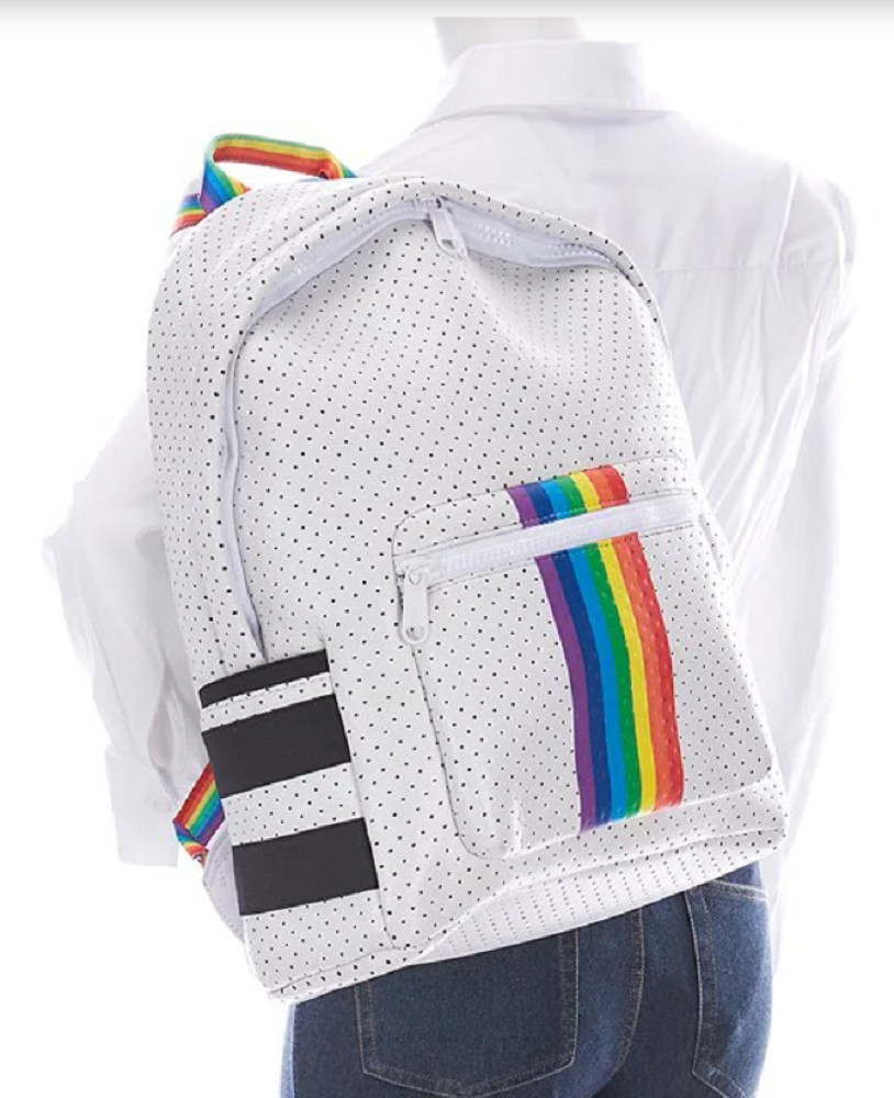 Parker & Hyde Rainbow Stripe Neoprene Backpack White NWT
