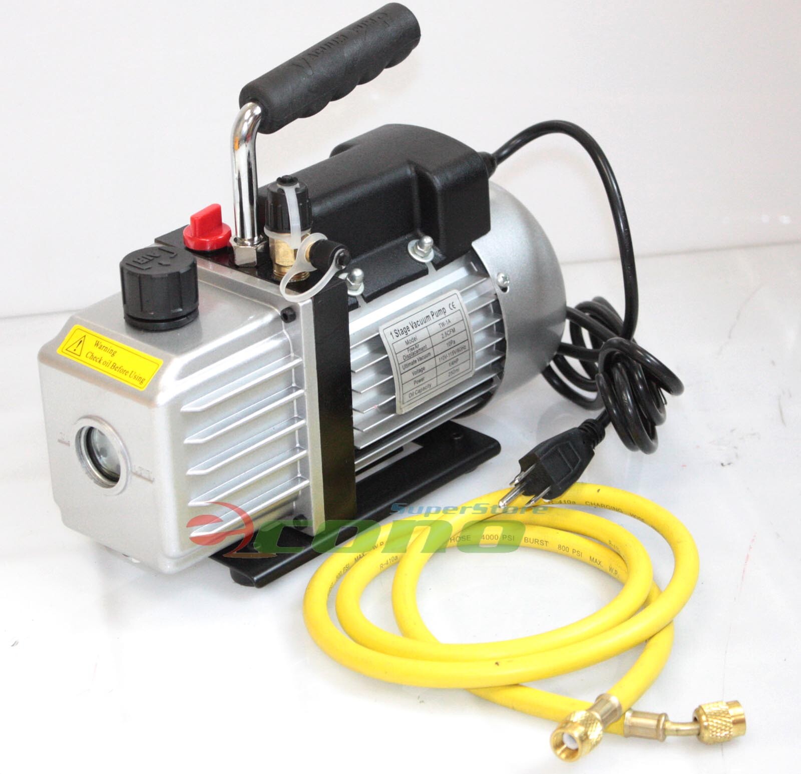 Combo 3CFM 1/4hp AC Vacuum Pump & HVAC Refrigeration Manifold Gauge R134 R22 R12
