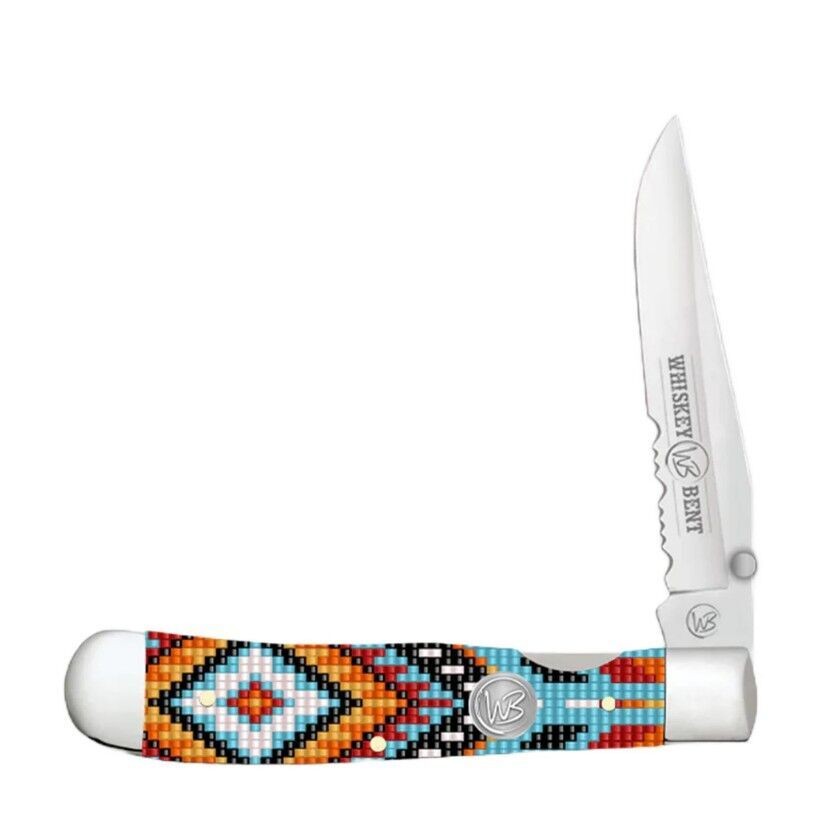 Whiskey Bent Trapper Traditional Slip Joint Single Serrated Blade Knife - Wapi