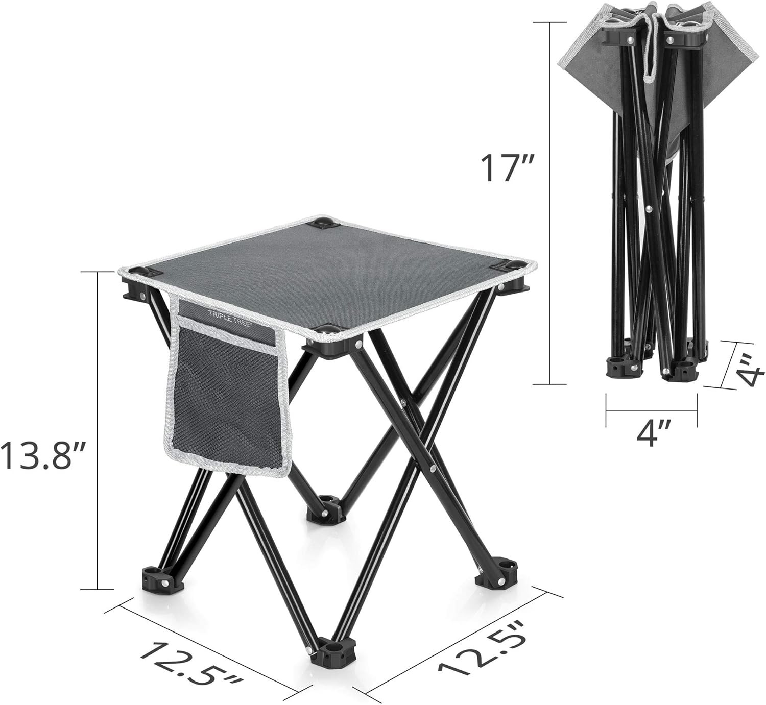 Triple Tree 2 Pack Folding Camping Stool, 13.8 Inch Small Portable Lightweight