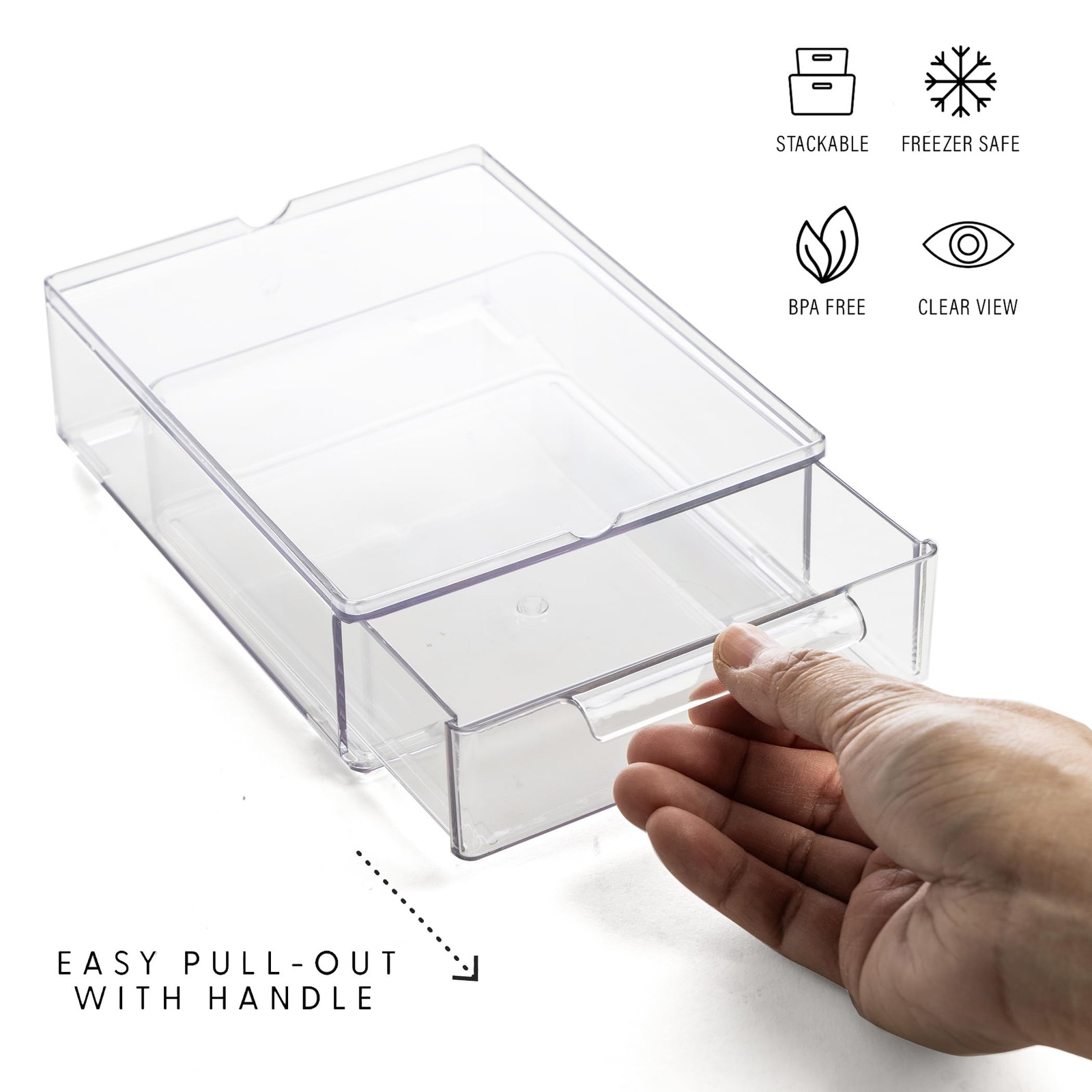 BINO | Clear Stackable Storage Drawers, Small - 3 Pack 3 - Small,