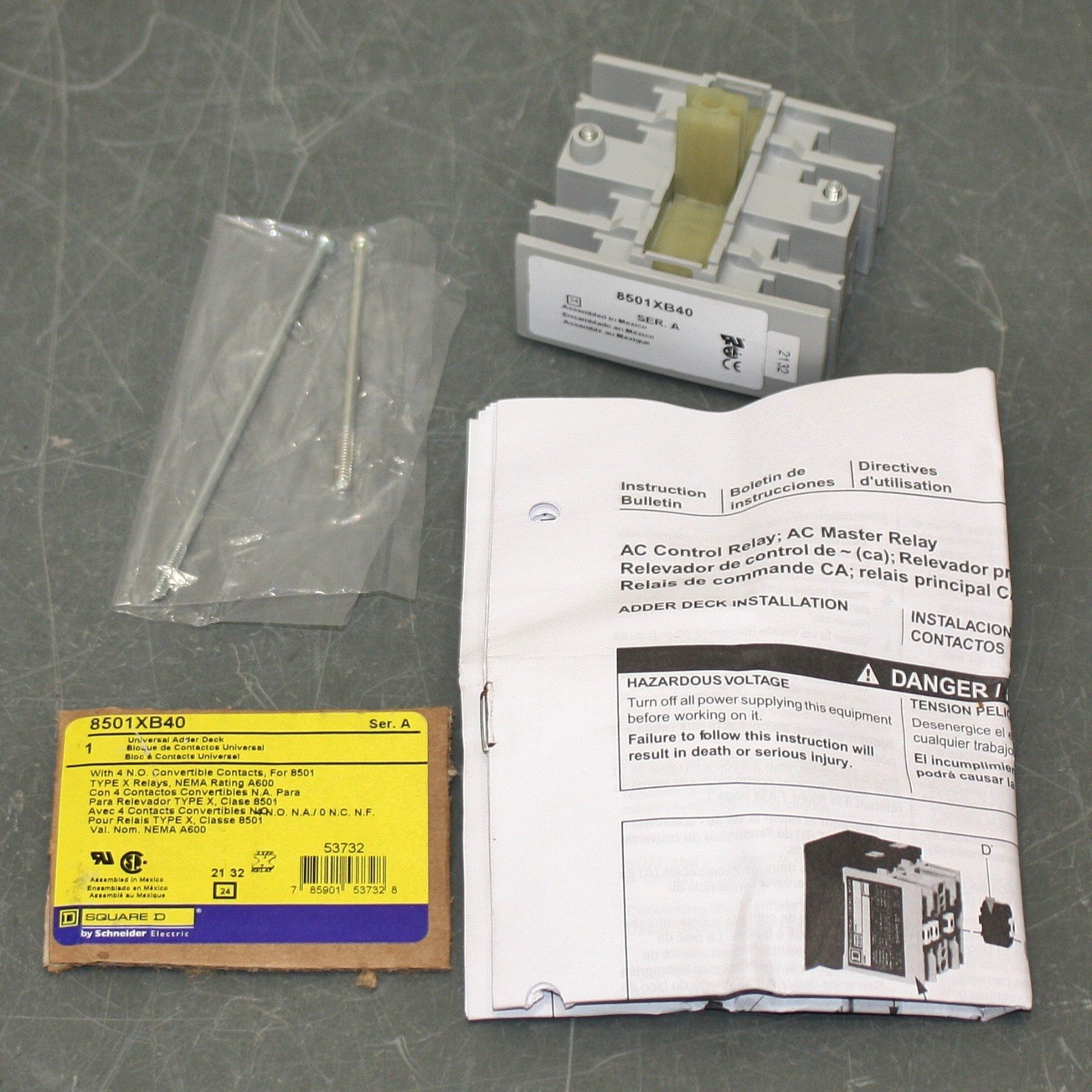 Scheider Electric Universal Adder Deck 8501XB40, 4 Convertable Contacts, Type X