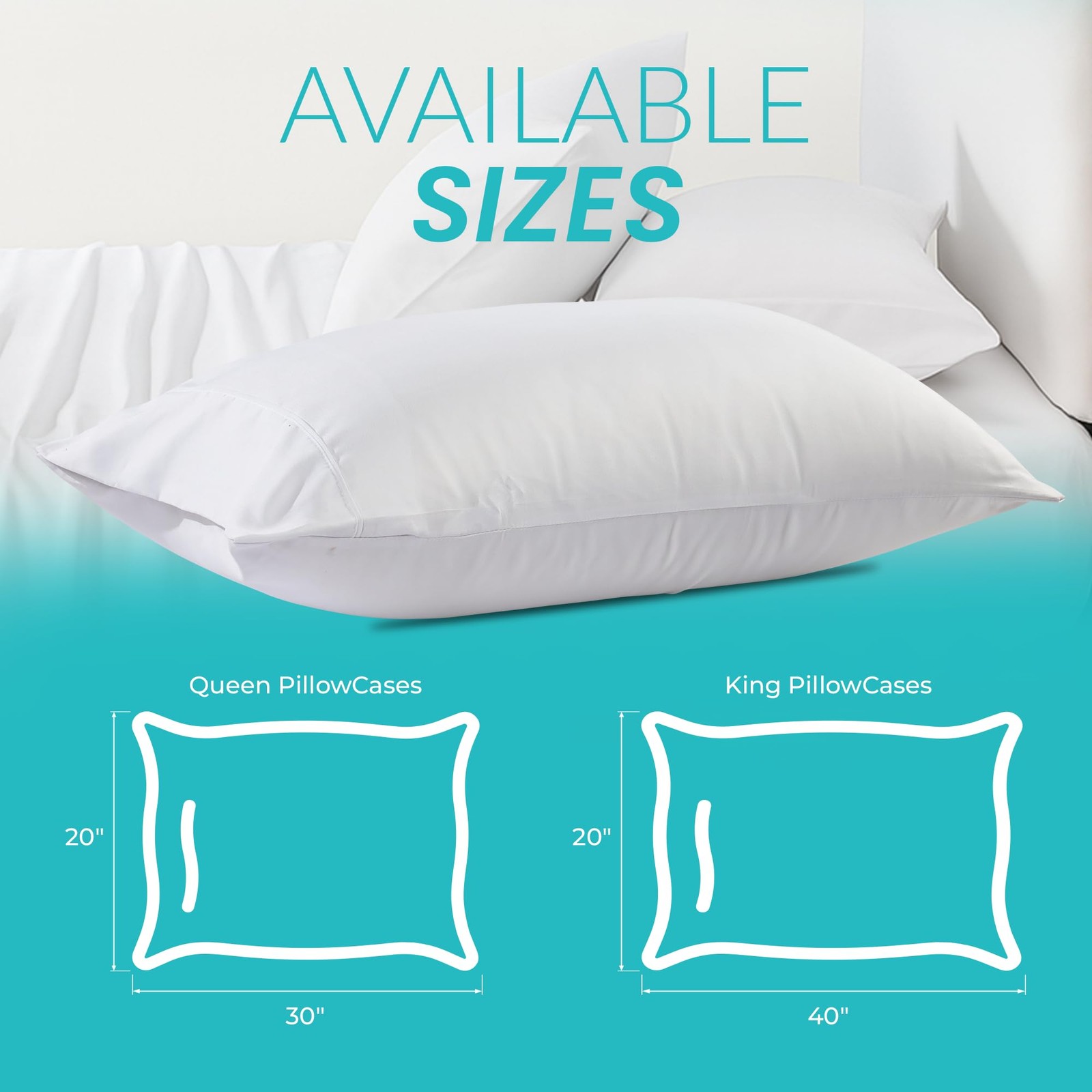 Threads+ 2 Pack Queen Pillowcases 100 GSM Microfiber, 20"x30" with 6" Flap, S...