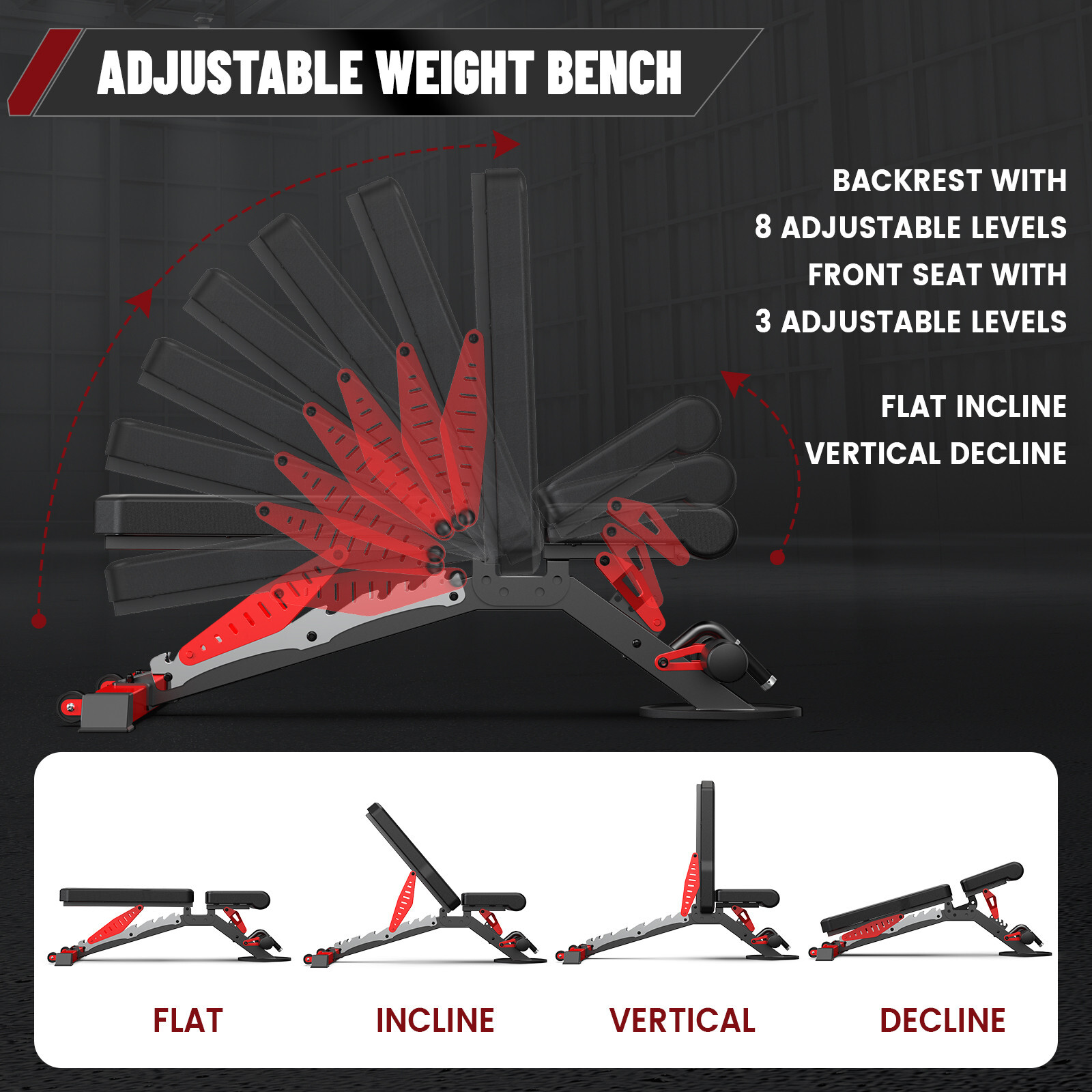 Adjustable Foldable Weight Bench for Home Gym Strength Training Workout Bench