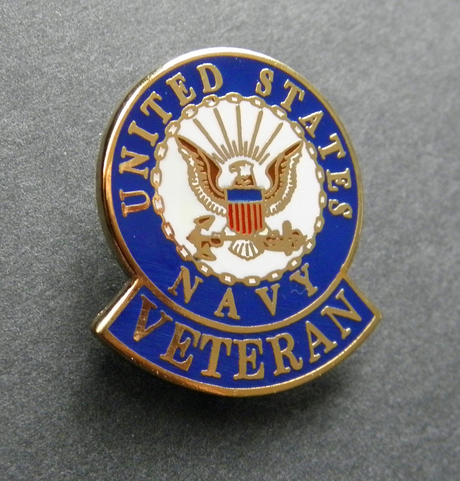 NAVY USN US VETERAN BLUE SHIELD LAPEL HAT PIN BADGE 1.1 INCHES