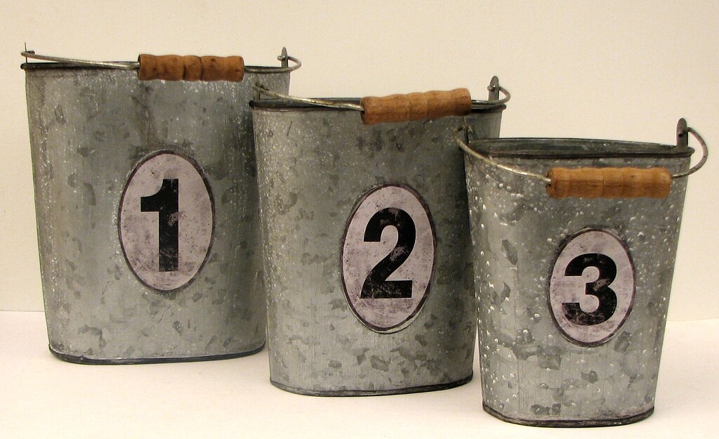 Metal Buckets 3 PC Set Home Garden Rustic Cabin Decor