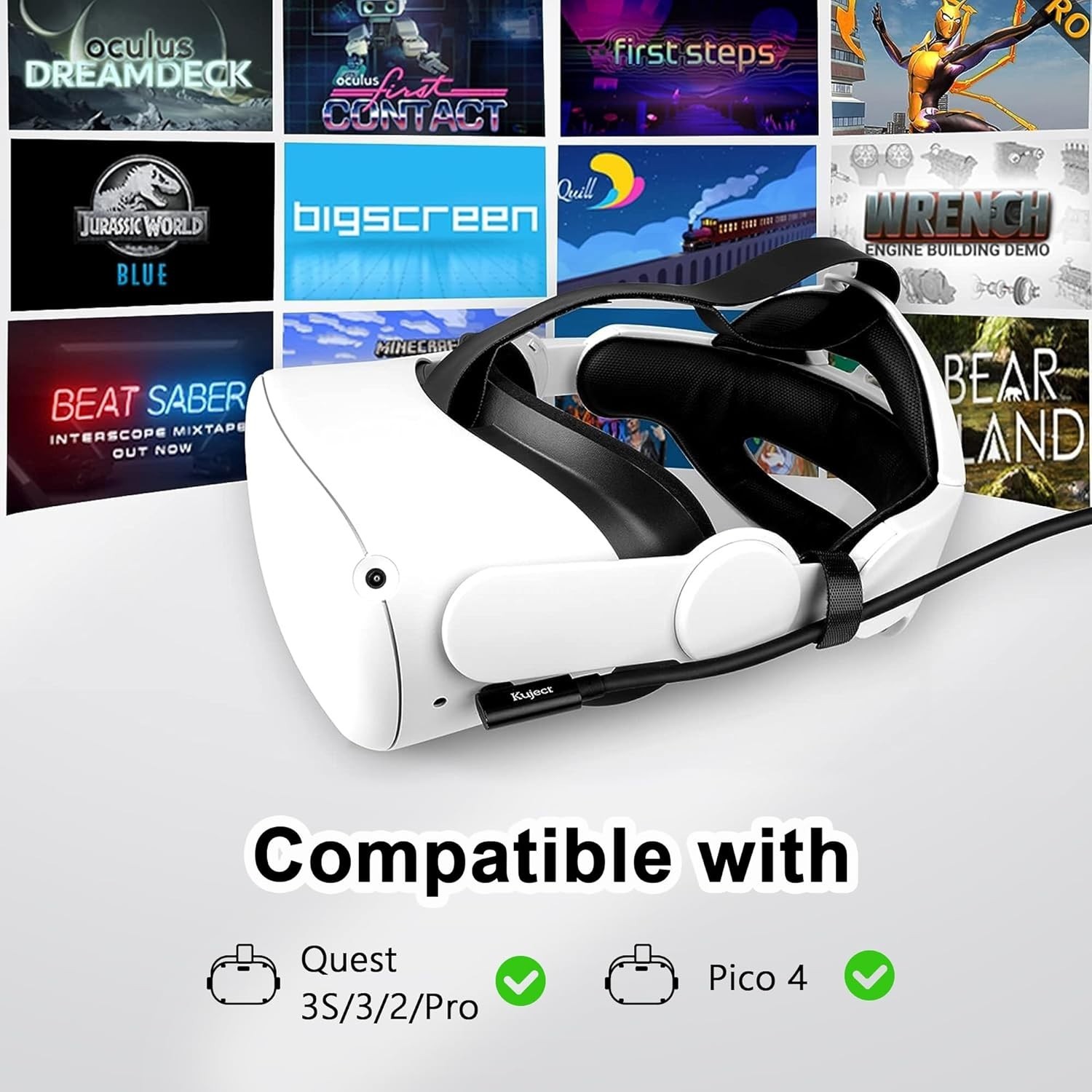 Flexible 16FT USB 3.0 Link Cable for Oculus Quest & Pico 4 - Fast Data Transfer