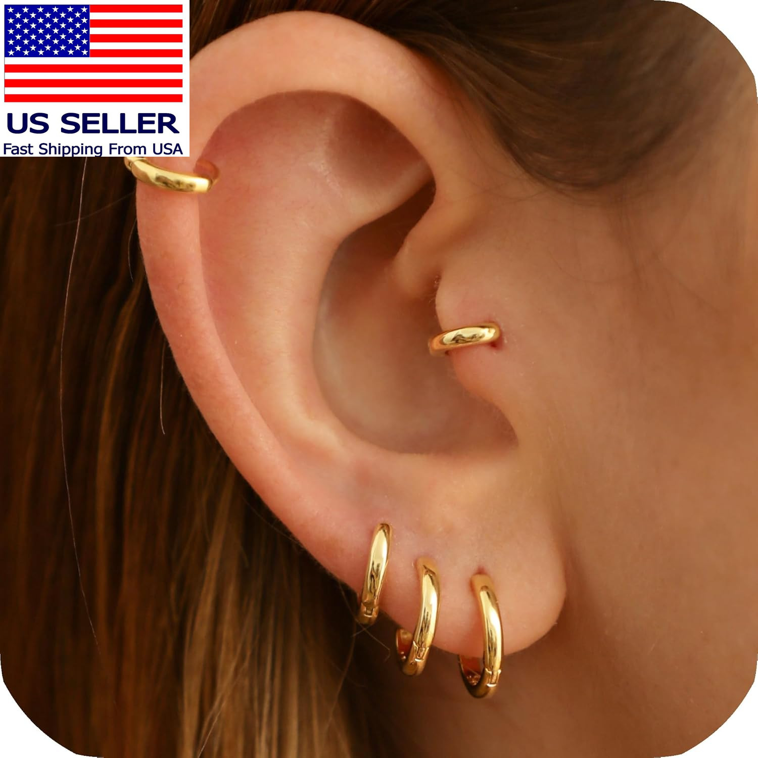 925 Sterling Silver Small Hoop Earrings for Women,Gold or Silver,14K Gold Plated