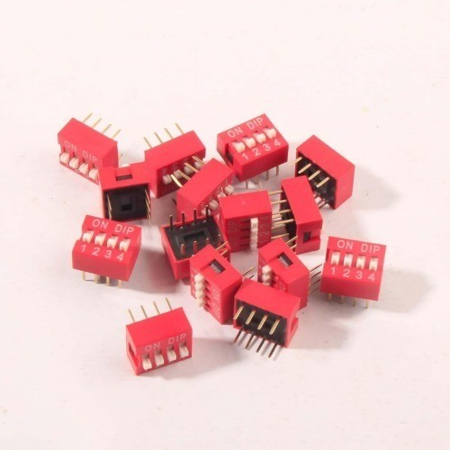Double Row Dip Slide Switch 4 Position 2.54mm PCB Mountable On Off Style: 4pin