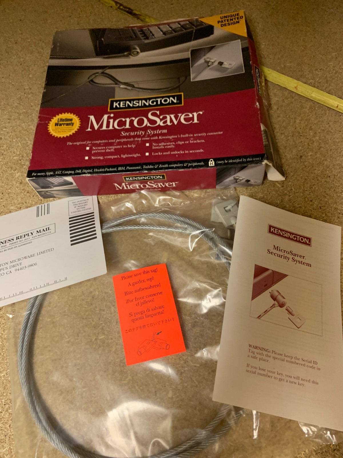 NIB Vintage 1990s Kensington MicroSaver Keyed Laptop Security Lock 64068 NEW