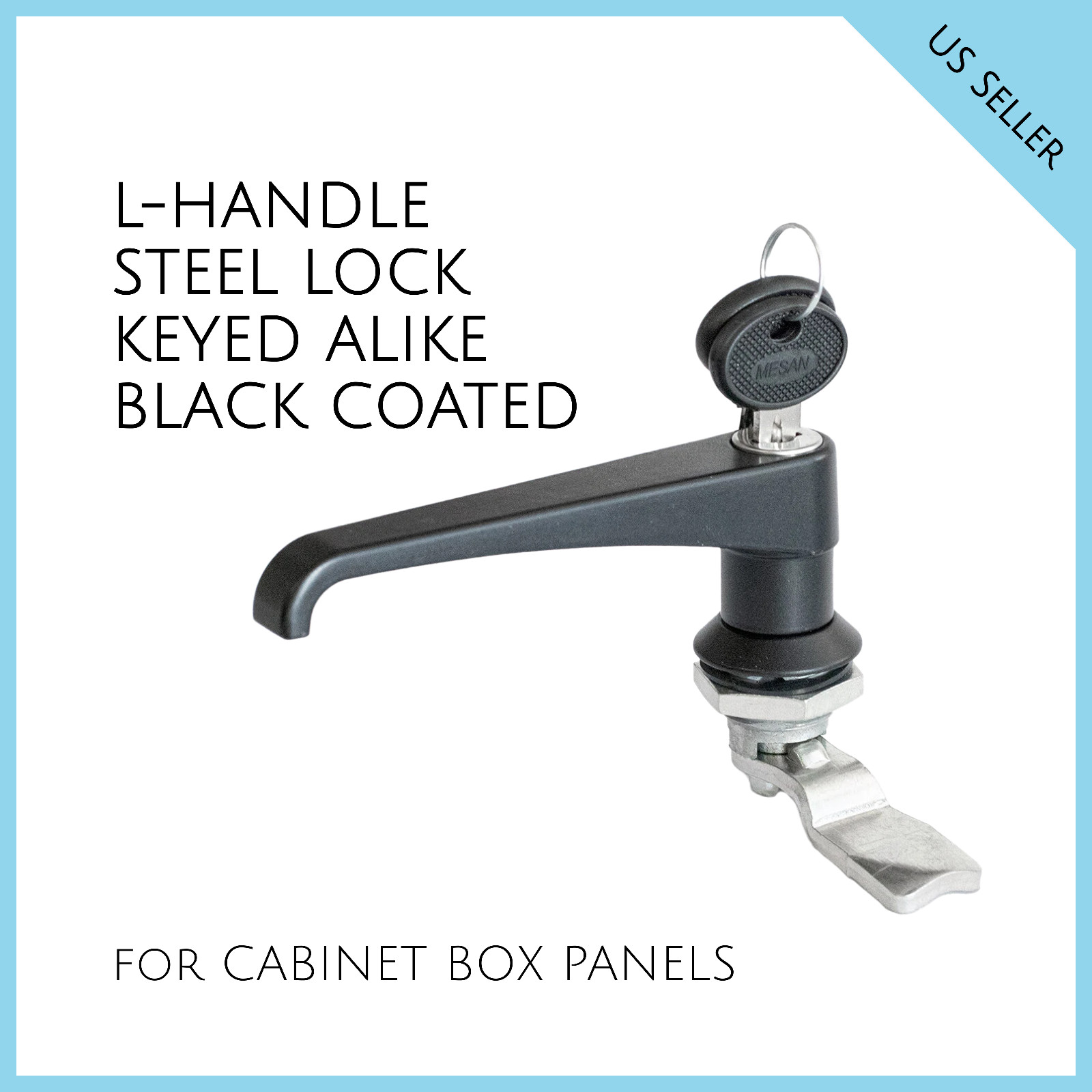 L HANDLE LATCH KEY CAM LOCK KEYED ALIKE BLACK CABINET BOX PANELS # 111.1.2.01.42