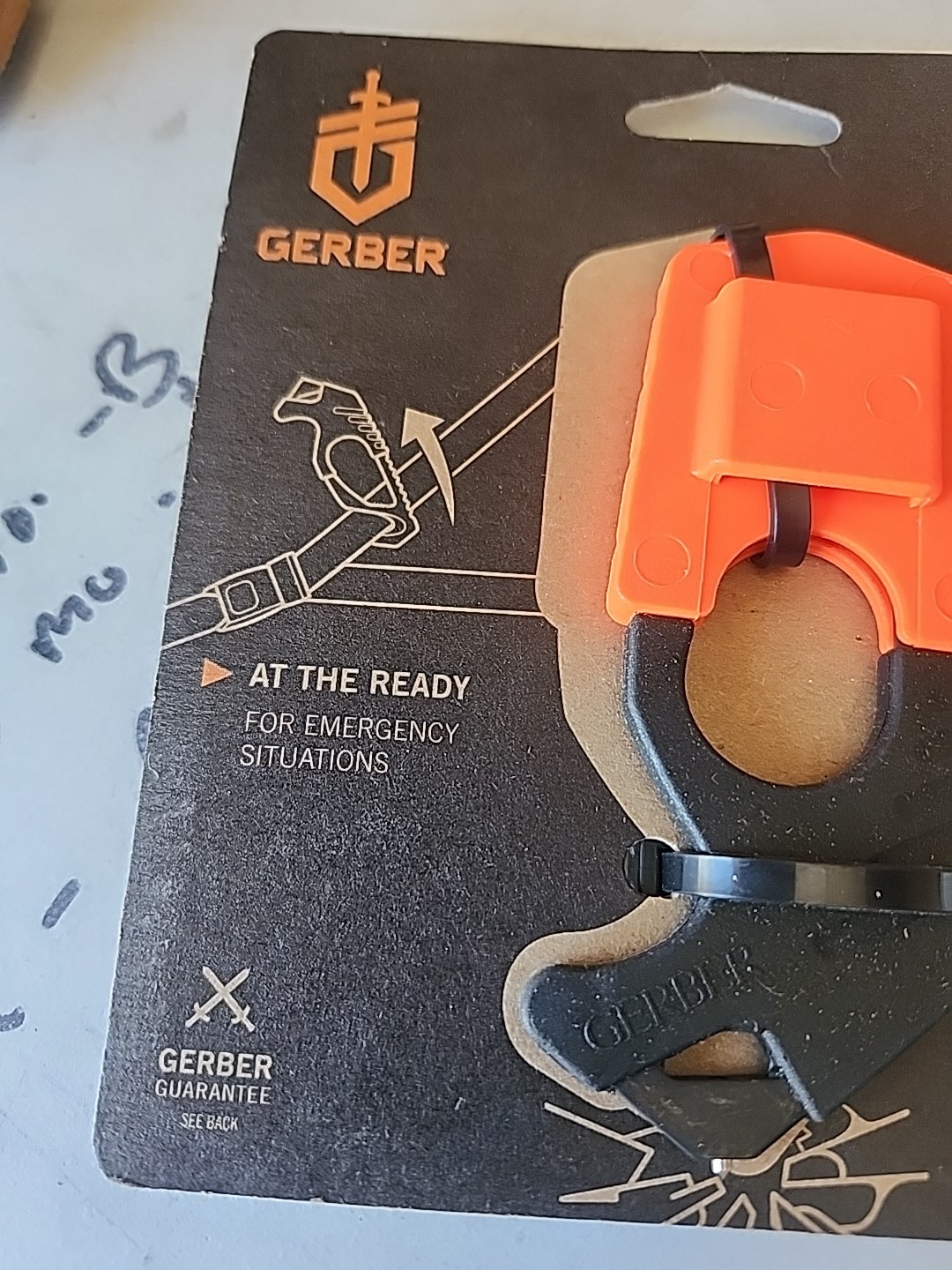 Gerber Strap Cutter With Sheath - Black orange - New
