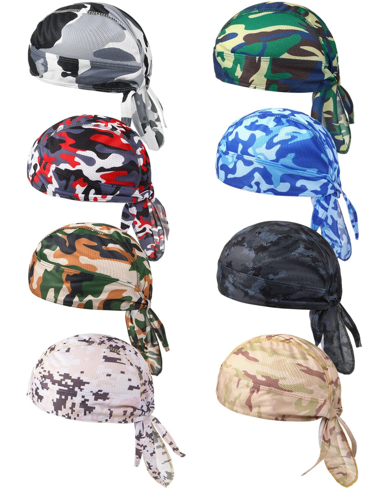 Foaincore 8 Pack Do Rag Skull Caps for Men One Size, As the Pictures Shown