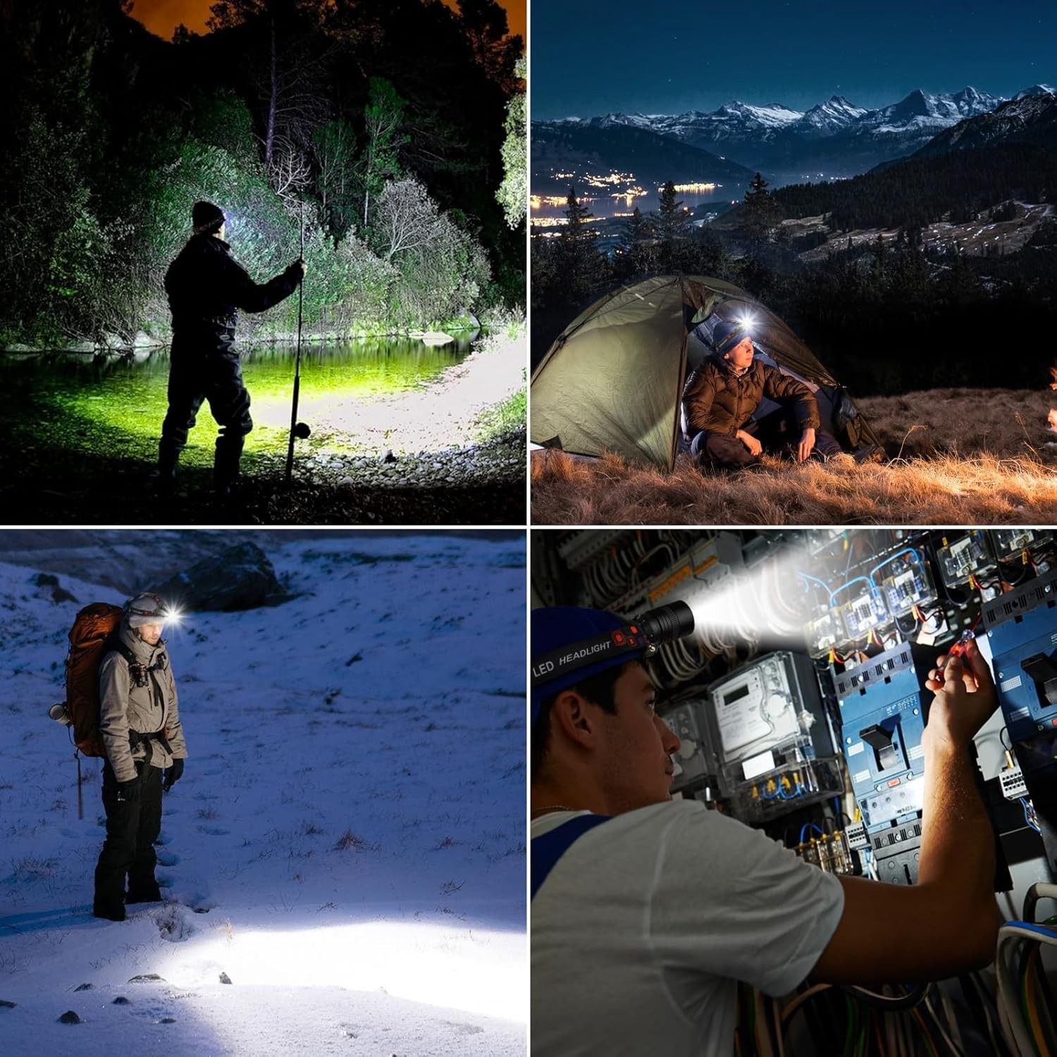 Rechargeable LED Headlamp 2 Pack Super Bright 3 Modes IPX6 Waterproof Camping