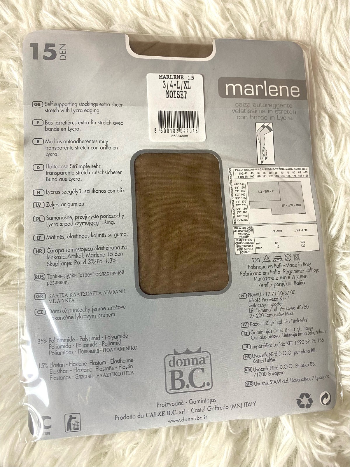 💎 VINTAGE BC MARLENE 15 DEN SHEER SILICONE FREE SELF-SUPPORT SOCKS