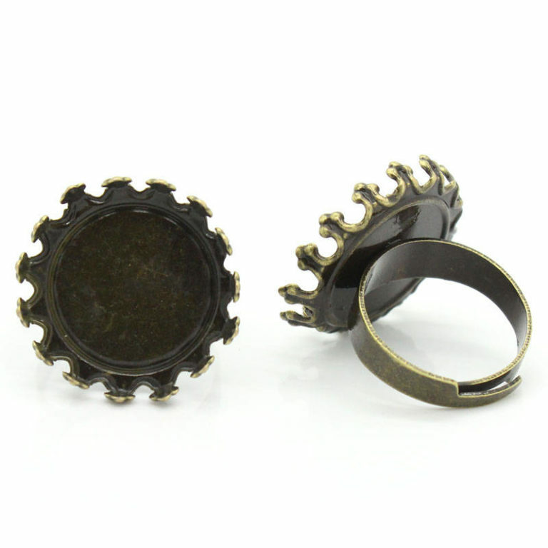 5 pcs. Antique Bronze ADJUSTABLE Cabochon Setting Bezel RING bases settings 20mm
