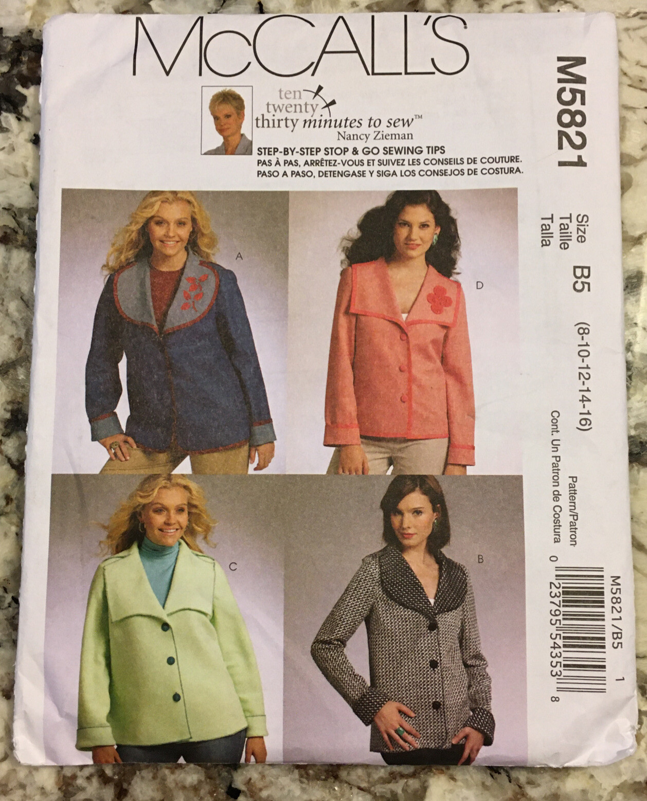 McCalls Womens Pattern M5821 Size 8-10-12-14-16 Coat Jacket Fleece Denim UNCUT