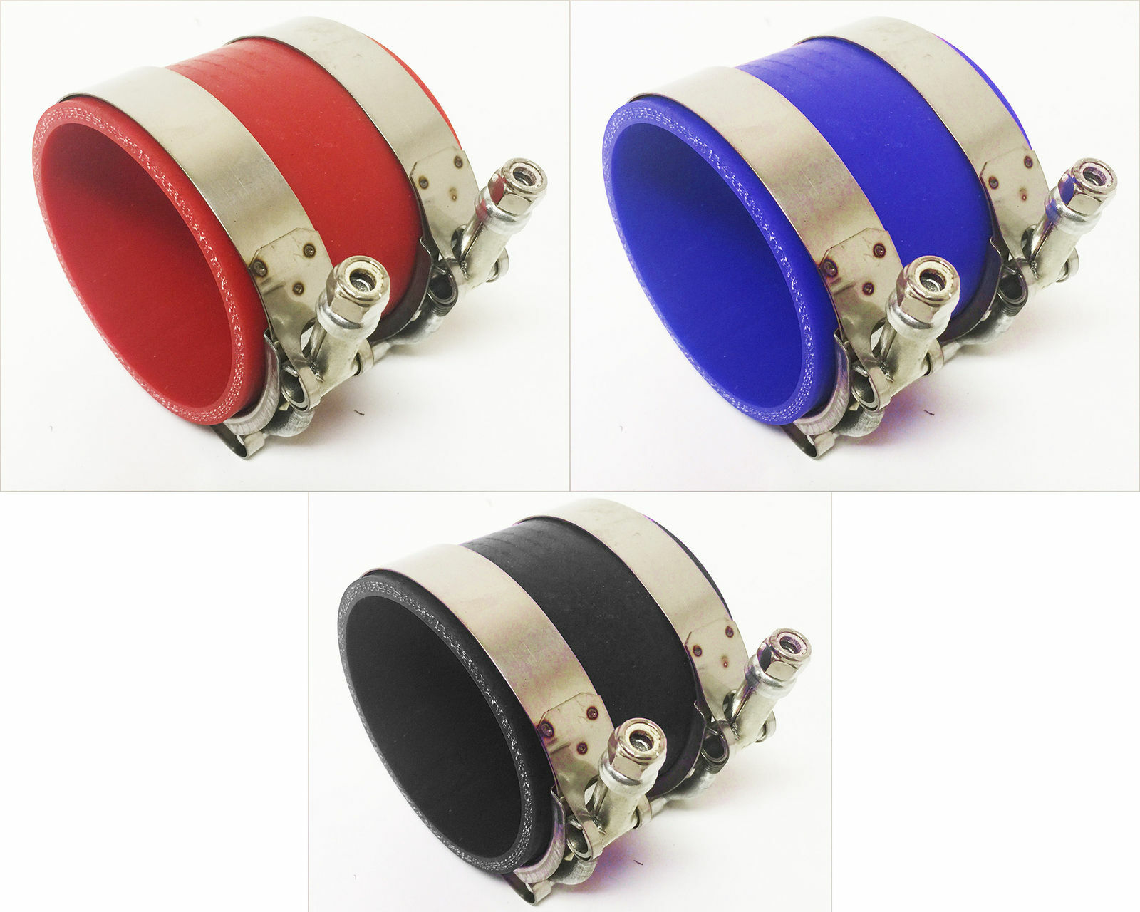 2.75" 3" 3.25" 3.5" Intercooler Air Intake 3-Ply Silicone Coupler T-Bolt Clamps